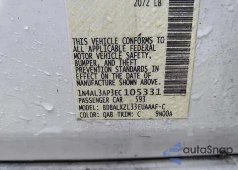 2014 Nissan Altima 2.5 Sl z USA, uszkodzony, nr VIN 1N4AL3AP3EC105331